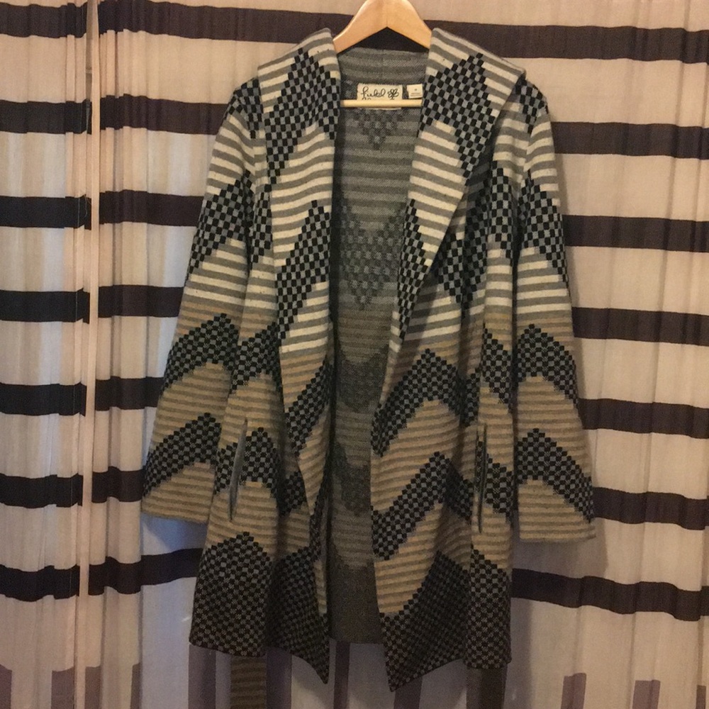 Anthropologie Hooded Sweater Coat Cardigan sz M